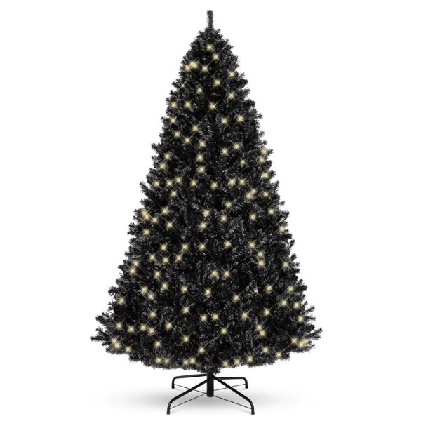 Best Choice Products Pre-Lit Artificial Black Christmas Tree w/ Incandescent Lights