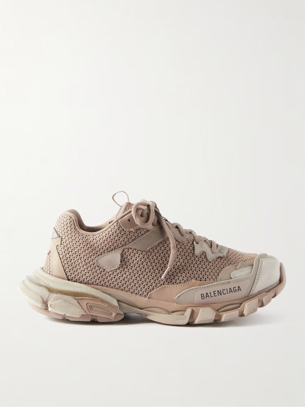 Track.3 Distressed Mesh and Nylon Sneakers