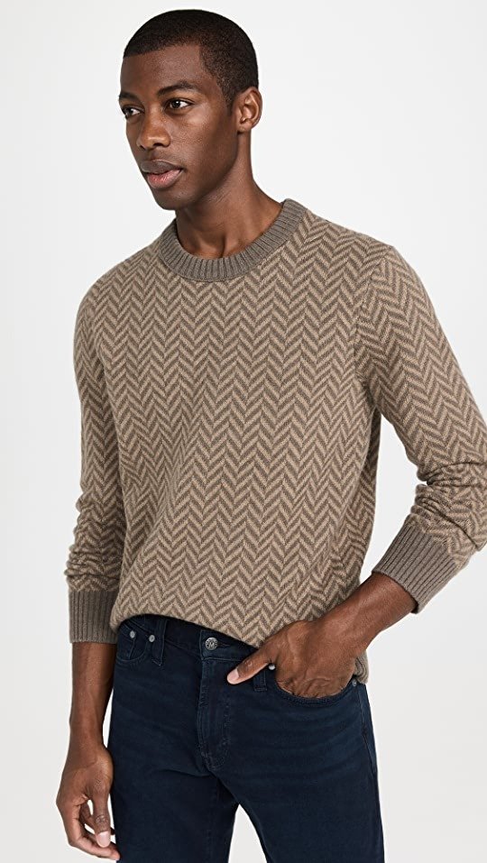 Cozy Herringbone Crewneck Sweater