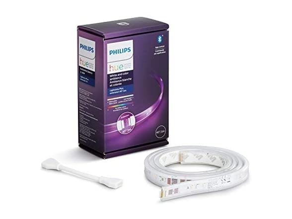 Hue Bluetooth Smart Lightstrip Plus 1m/3ft Extension (No Plug), (Voice Compatible with Amazon Alexa, Apple Homekit and Google Home), White