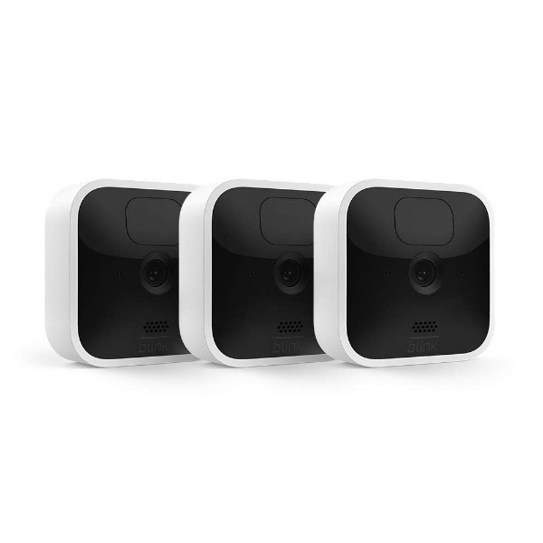 Indoor – wireless, HD security camera with two-year battery life, motion detection, and two-way audio – 3 camera kit