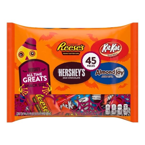 Reese's Kit Kat and Almond Joy Halloween Snack Size Variety Mix - 23.88oz / 45ct
