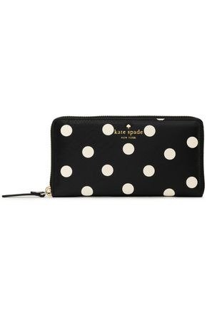 Lacey polka-dot faux textured-leather wallet