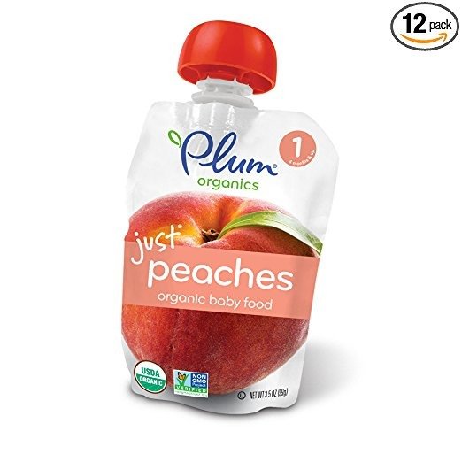 Plum Organics Stage 1, Organic Baby Food, Just Peaches, 3.5 ounce pouch (Pack of 12)