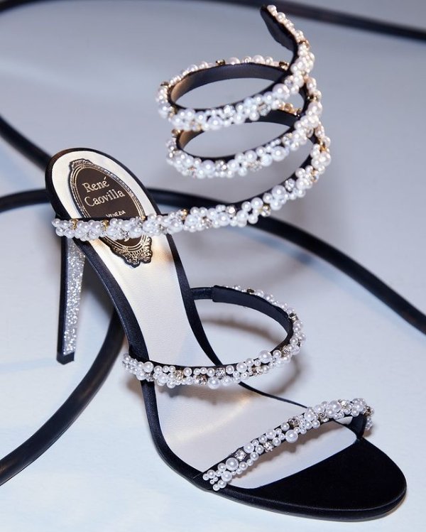 Cleo Ankle-Wrap Faux Pearl-Embellished Satin Sandals
