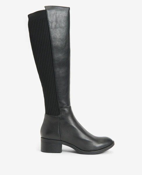 Levon Leather & Rib Knit Knee High Boot