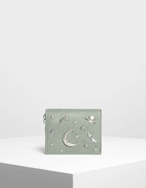 Sage Green Galaxy Embellished Cardholder | CHARLES & KEITH US
