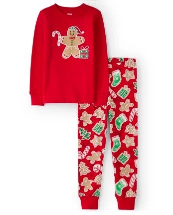 Unisex Kids Long Sleeve Gingerbread Cotton 2-Piece Pajamas - Gymmies | Gymboree - BIG RED