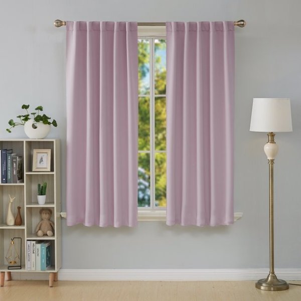 Deconovo Lavender Pink Blackout Curtains for Kitchen Back Tab and Rod Pocket Curtain Panels Window Treatments 38x45 inch 2 Panels