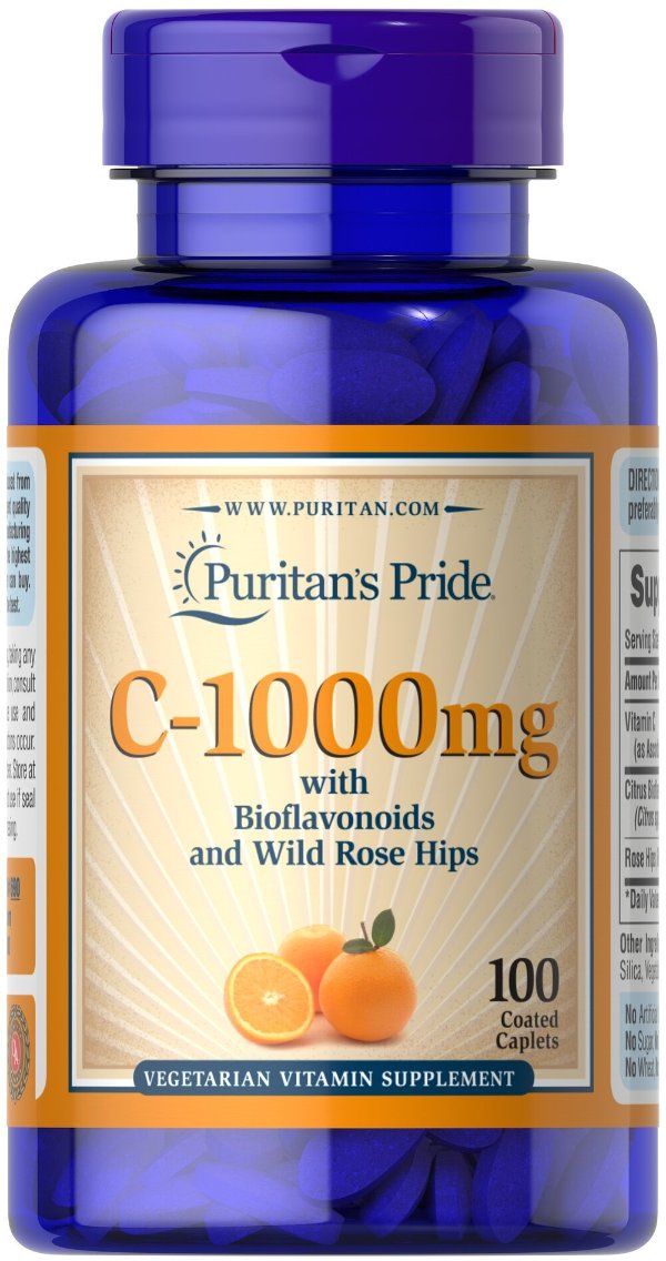 Vitamin C 1000 mg, Bioflavonoids, Rose Hips 100 ct | Puritan's Pride