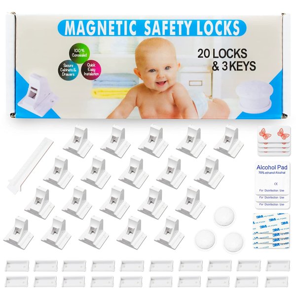 Eco-Baby 儿童抽屉、橱门防护 隐形安全闩锁 20个