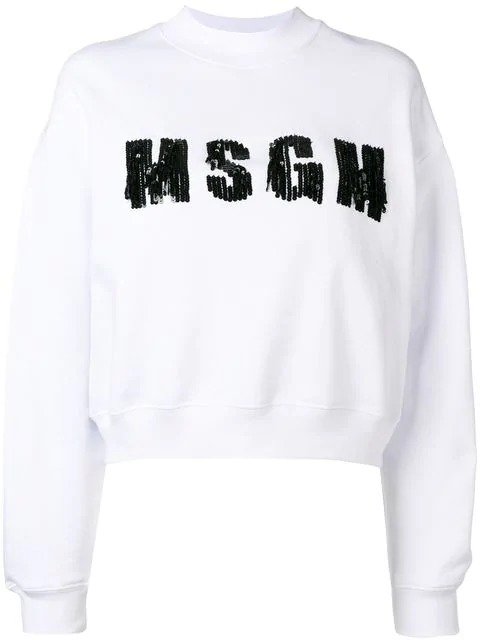 sequinned logo sweater