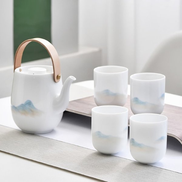 【围炉煮茶】蓝印东方 揽月千里江山 景德镇陶瓷中式泡茶壶茶具套装礼盒 茶壶x1 茶杯x4 | 亚米