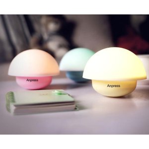 Anpress Tumbler Mushroom Design Colorful Night Light Touch Sensor Dimmable LED Nightlights with Softlight