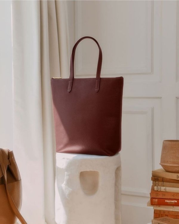 Tall Structured Leather Tote