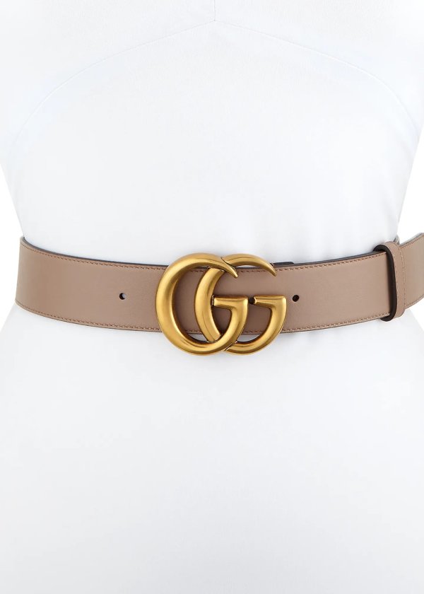 Leather Belt with GG Buckle