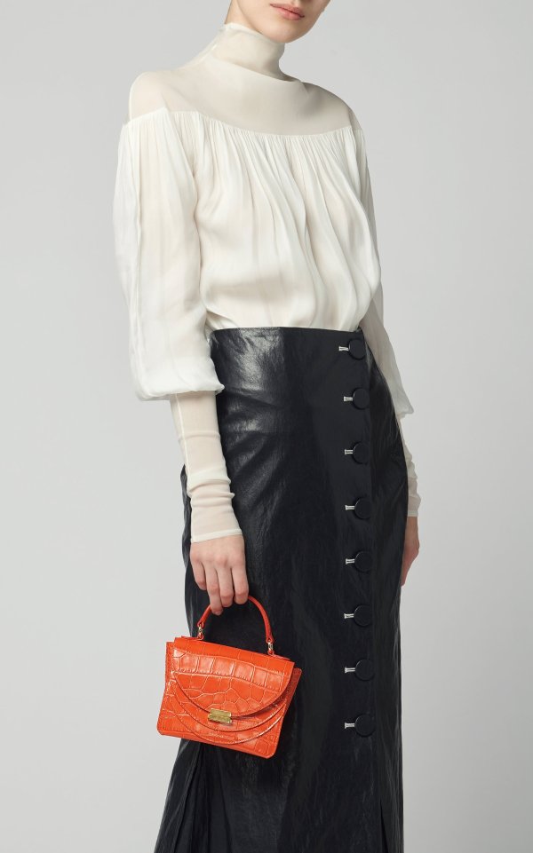 Luna Mini Croc-Effect Leather Bag