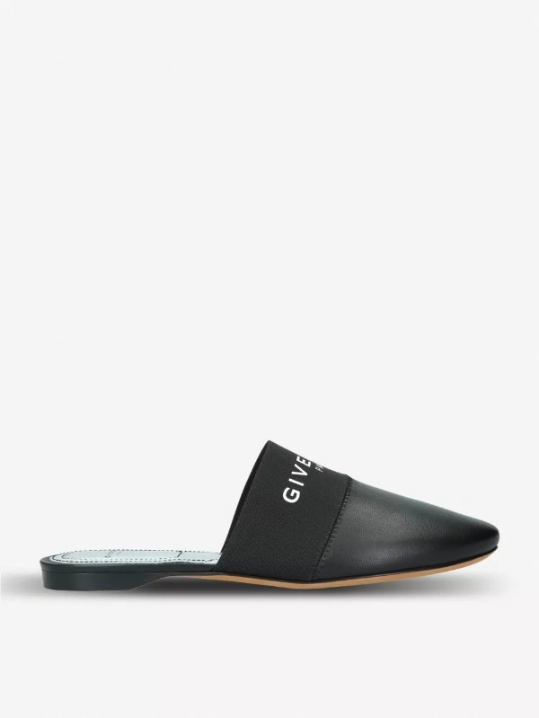 GIVENCHYBedford logo-print leather backless mules
