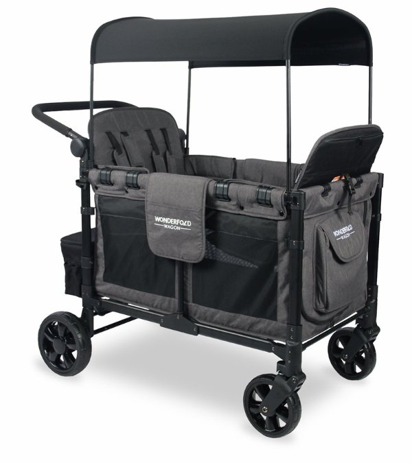 WonderFold W4 2.0 Elite Multifunctional Quad (4 Seater) Stroller Wagon - Charcoal Gray
