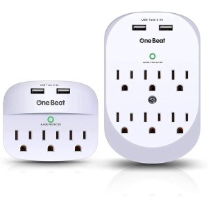 One Beat 2-Pack Wall Surge Protector w/ USB Ports