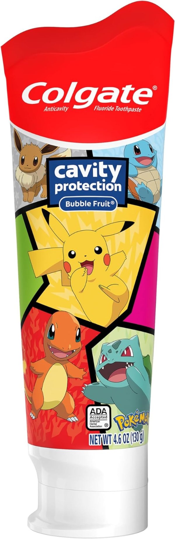 Kids Cavity Protection Toothpaste, Pokemon Kids Toothpaste with Fluoride, Helps Fight Cavities, Safe for Ages 2+, Mild Bubble Fruit Flavor, Sugar Free, Kids Fluoride Toothpaste, 4.6 Oz Tube