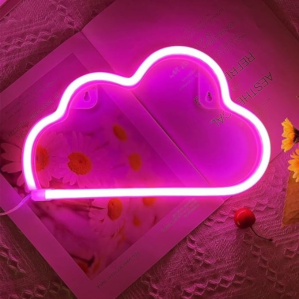 Cloud Neon Signs, LED Cloud Neon Light for Wall Decor, Battery or USB Powered Cloud Sign Shaped Decoration Wall Lights for Bedroom Aesthetic Teen Girl Kid Room Christmas Birthday Wedding Party Pink