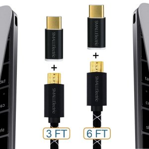 Smallelectric USB-C 到 Micro USB 转换头和微型USB数据线，各两个装