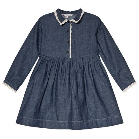 Blue Lace Detail Denim Shirt Dress | AlexandAlexa