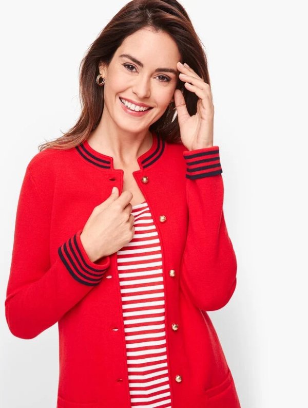 Stripe Trim Sweater Jacket