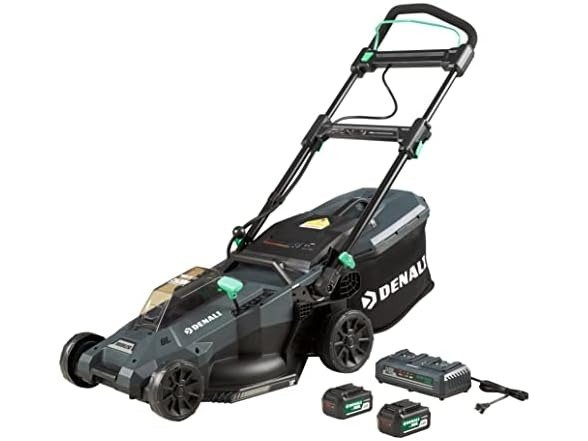 Amazon Brand - Denali by SKIL 2 x 20V (40V) Brushless 18-Inch Push Lawn Mower Kit, Includes Two 4.0 Ah Lithium Batteries & Dual Port Charger