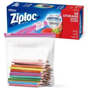 Ziploc 滑动封口食物保鲜袋 1夸脱容量 42个装