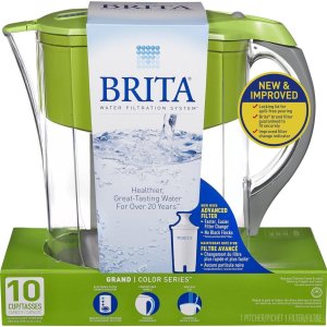 Brita Grand Water Filter Pitcher, Green, 10 Cup