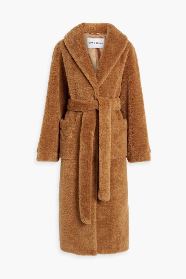 Tinley belted faux fur coat