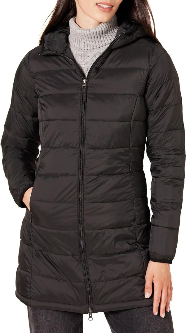 Amazon Essentials Women's Lightweight Water-Resistant Hooded Puffer Coat (Available in Plus Size)