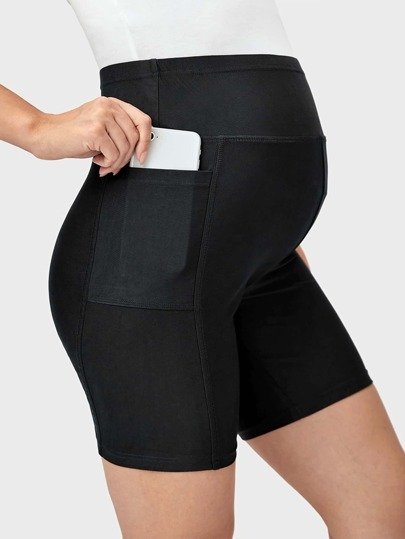 BASICS Maternity Wideband Waist Biker Shorts With Phone Pocket