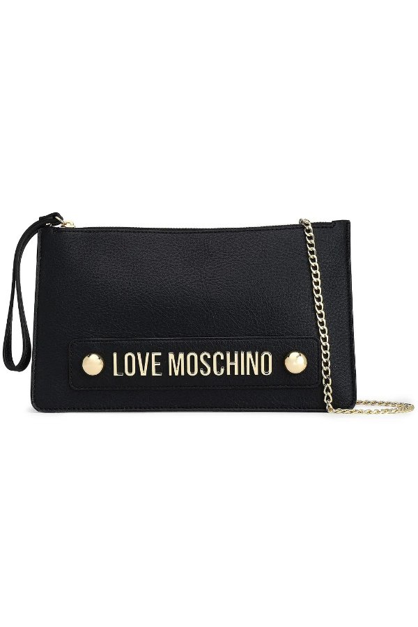 Embellished faux leather clutch