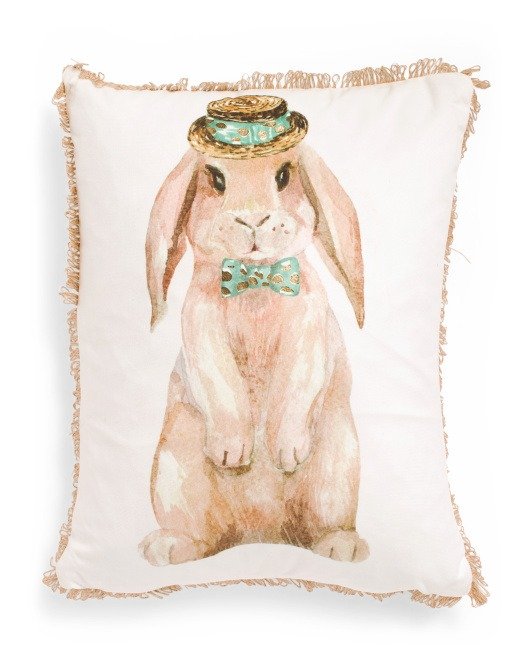 14x18 Velvet Bunny Bow Tie Pillow