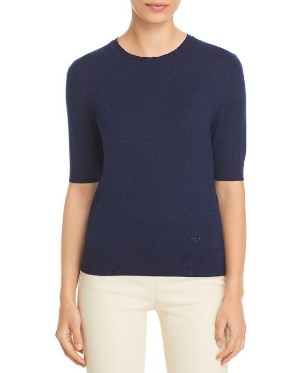 Short-Sleeve Iberia Cashmere Sweater
