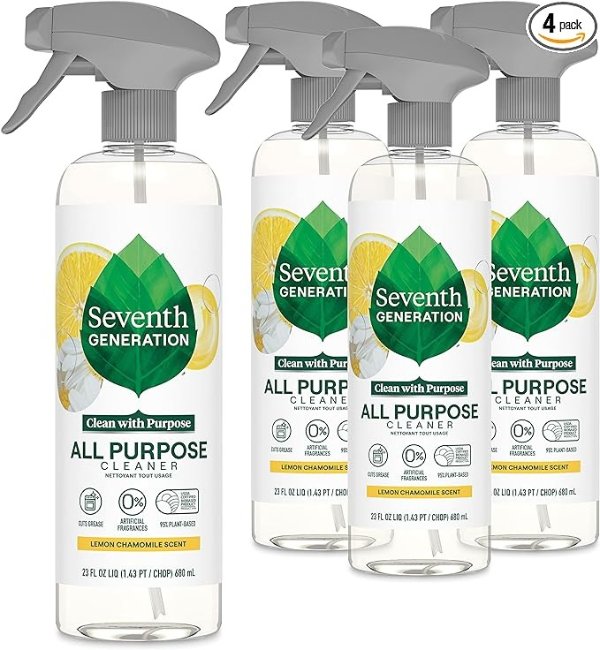 All Purpose Cleaning Spray Surface Cleaner Lemon Chamomile scent Cuts Grease 23 oz, Pack of 4