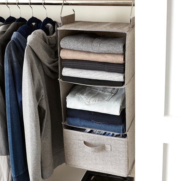 Grey 3-Compartment Hanging Sweater Organizer