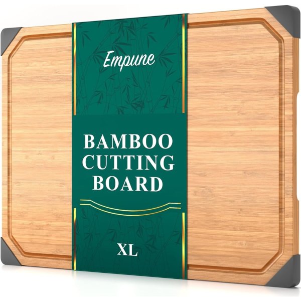 Empune Wood Cutting Boards for Kitchen with Non-slip Rubber Feet Wooden Chopping Board for Meat and Vegetables, XL