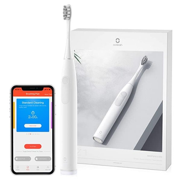 Z1 Electric Toothbrush 40,000 VPM Sonic Cleaning, 3 Modes 32 Intensities, 30 Days Use 2H Fast Charge Rechargeable, Smart Toothbrush W/Blind Zone Detection Smart Timer, for Adults - White