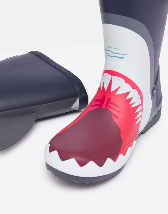 儿童3D可卷边鲨鱼雨靴