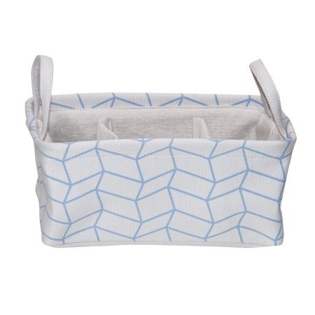 Rectangular Collapsible Storage Blue Geo Fabric Caddy with 2 Dividers