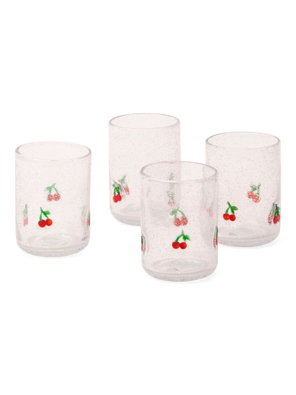 Set Of 4 Cherry Double Old Fashioned Glasses