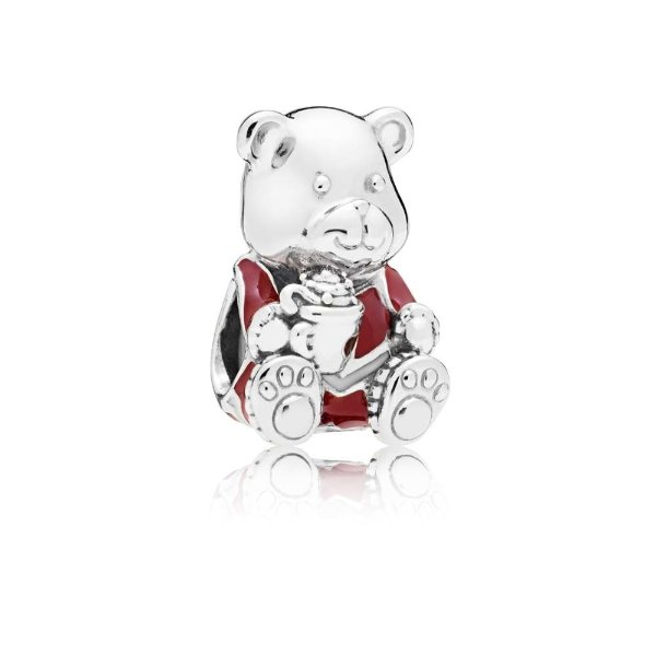 Christmas Bear Charm, Red & White Enamel|PANDORA Jewelry US