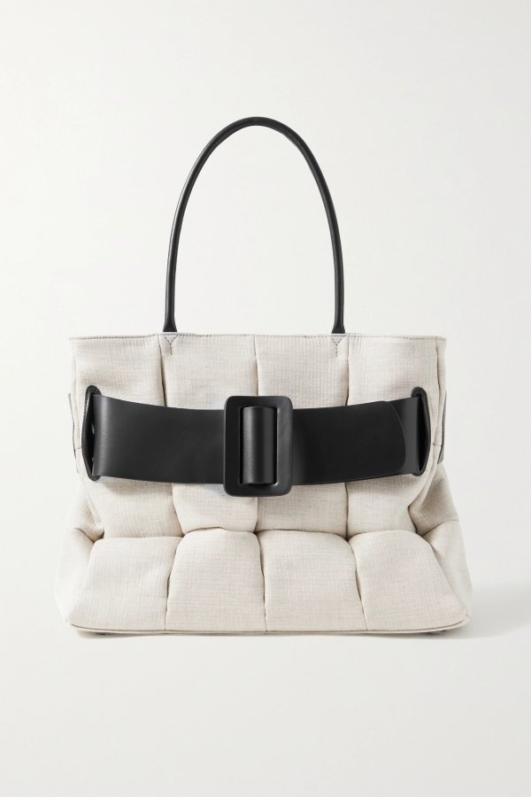 Bobby buckled leather-trimmed quilted cotton-canvas tote