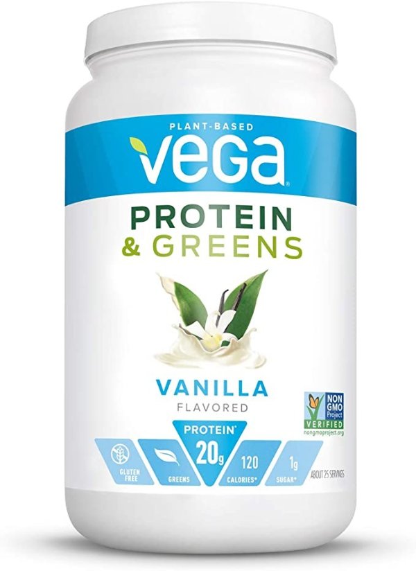 Protein and Greens, Vanilla, Plant Based Protein Powder Plus Veggies -n Protein Powder, Keto-Friendly, Vegetarian, Gluten Free, Soy Free, Dairy Free, Lactose Free (25 Servings, 1lb 10.8oz)