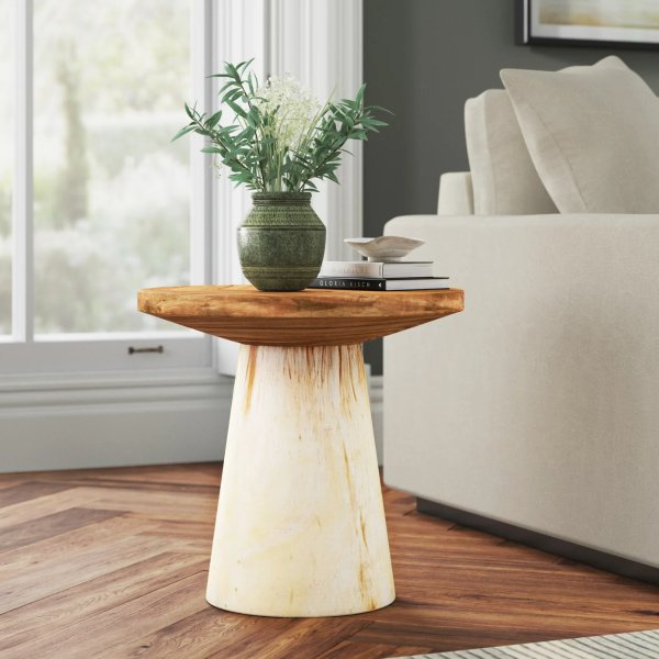 Decker 18'' Tall Solid Wood Pedestal End Table