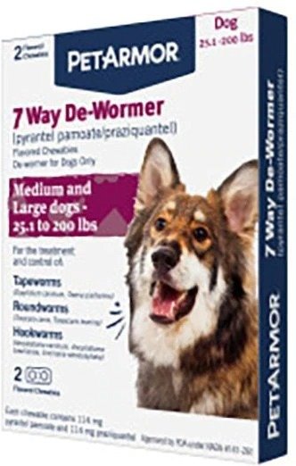 PETARMOR 7 Way Dewormer for Hookworms, Roundworms & Tapeworms for Medium & Large Breed Dogs, 2 count - Chewy.com
